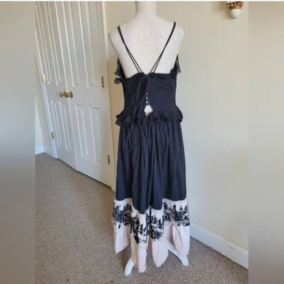 Anthropologie Bhanuni by Jyoti Colorblock Poplin Tiered Corset Midi Dress size L - Picture 6 of 11